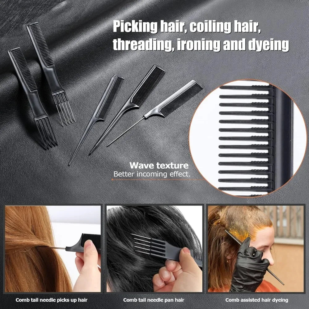 10Pcs Professional Comb Set Black