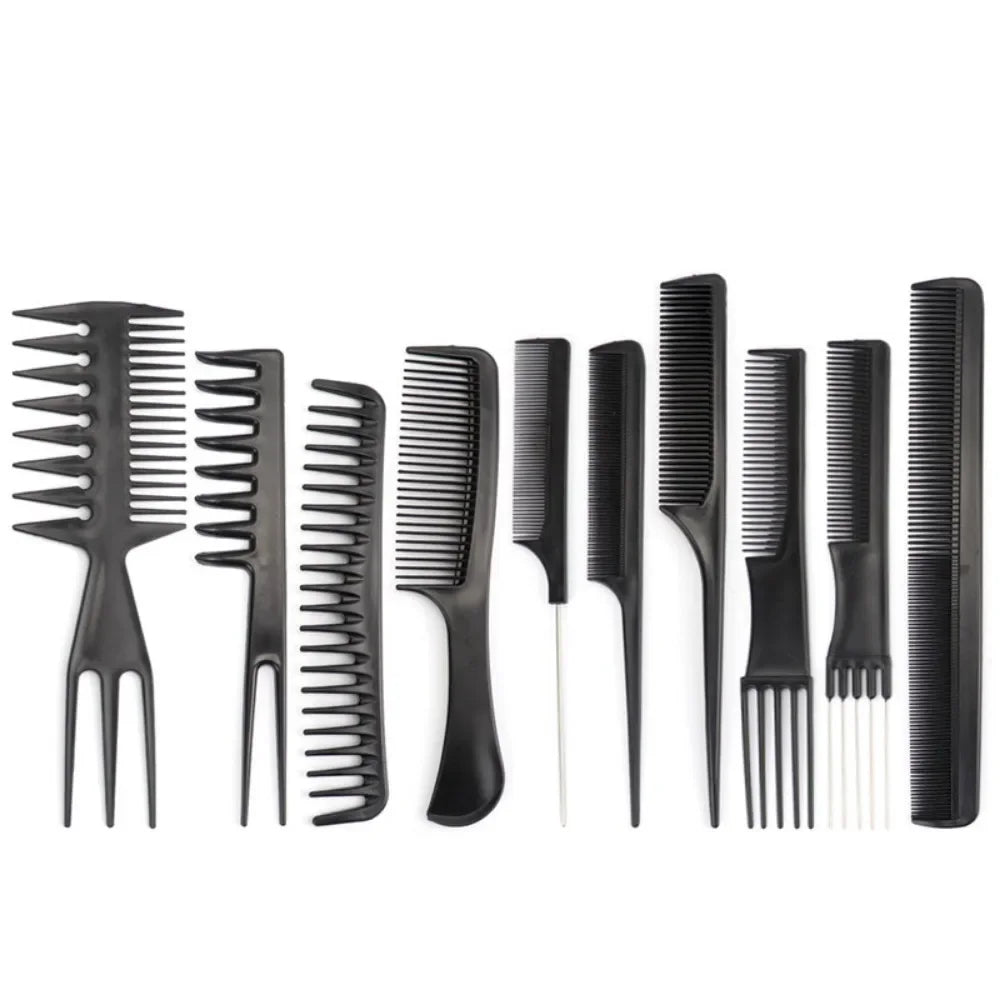 10Pcs Professional Comb Set Black