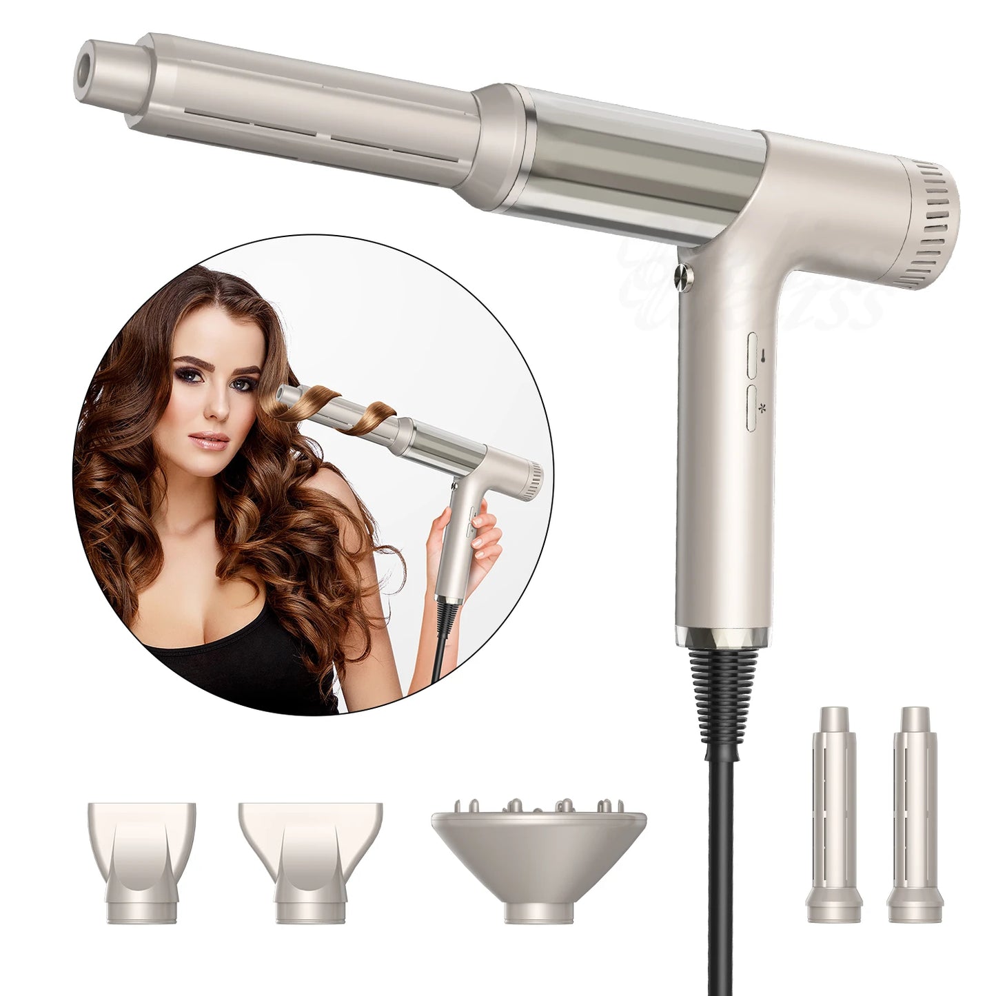 Professional 5 In 1 Hair Dryer 1400W Ionic Blow Dryer 110000RPM