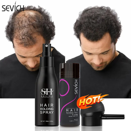 Sevich 3pcs/Lot Hair Fiber Powder+Hair Styling Spray+Nozzle Applicator Pump